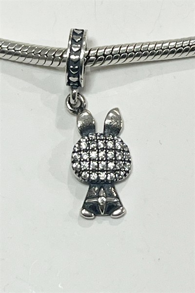Yerli Üretim  Taşlı Parıltılı Tavşan Sallantılı Charm