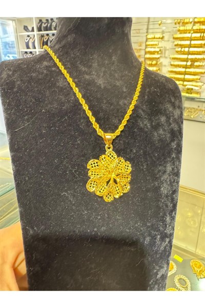 Altın Kaplama Füzyon Kolye 3 mm 60 m Zincir ile Birlikte A Kalite fz3