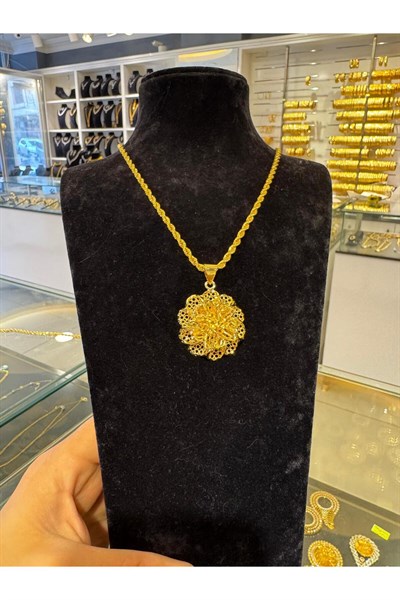 Altın Kaplama Füzyon Kolye 3 mm 60 m Zincir ile Birlikte A Kalite fz4