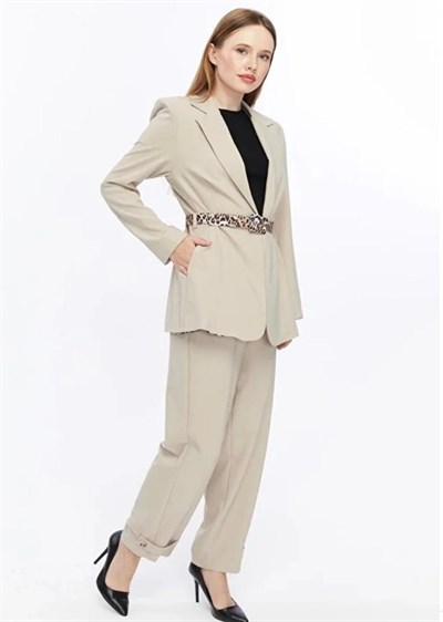 Kemeri Leopar Detaylı Blazer - Ceket