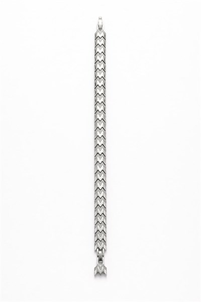 Muben Silver Chevron 14 k Beyaz Çelik Zirkon Taş Kuyumcu İşçilik Kadın Bileklik