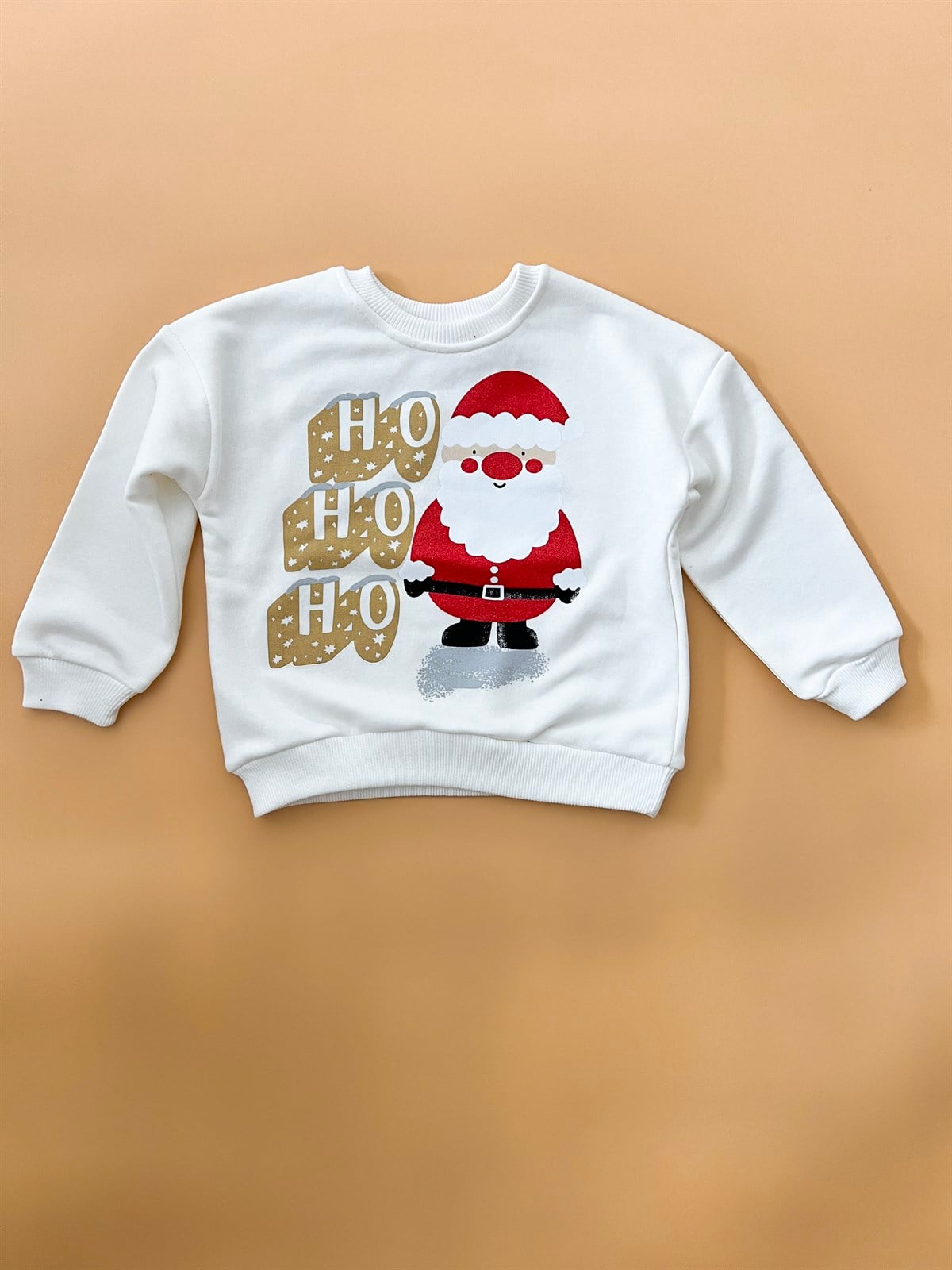 Beyaz Noel Baba Baskılı Beyaz Sweat