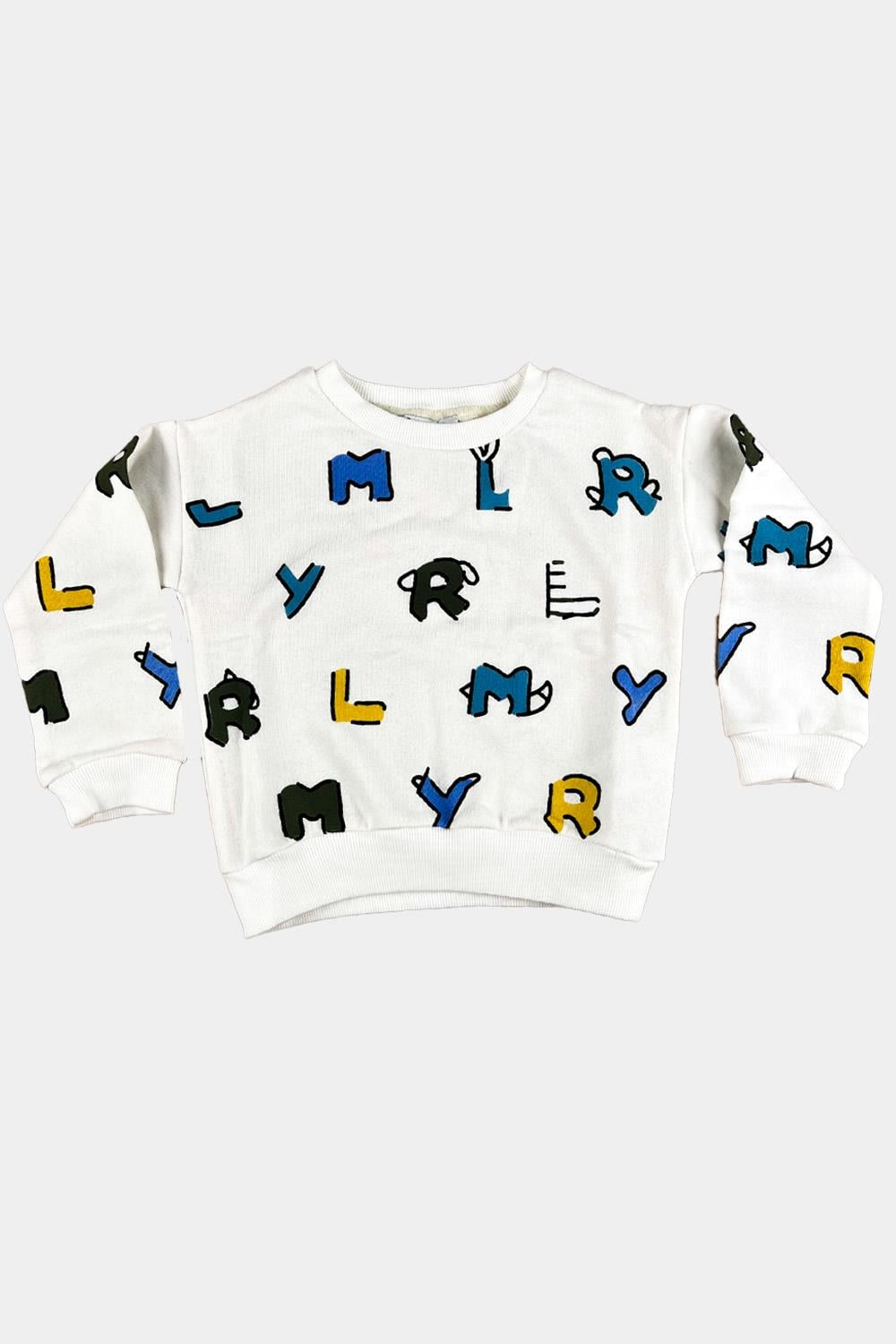 Erkek Çocuk Beyaz Harfli Sweatshirt