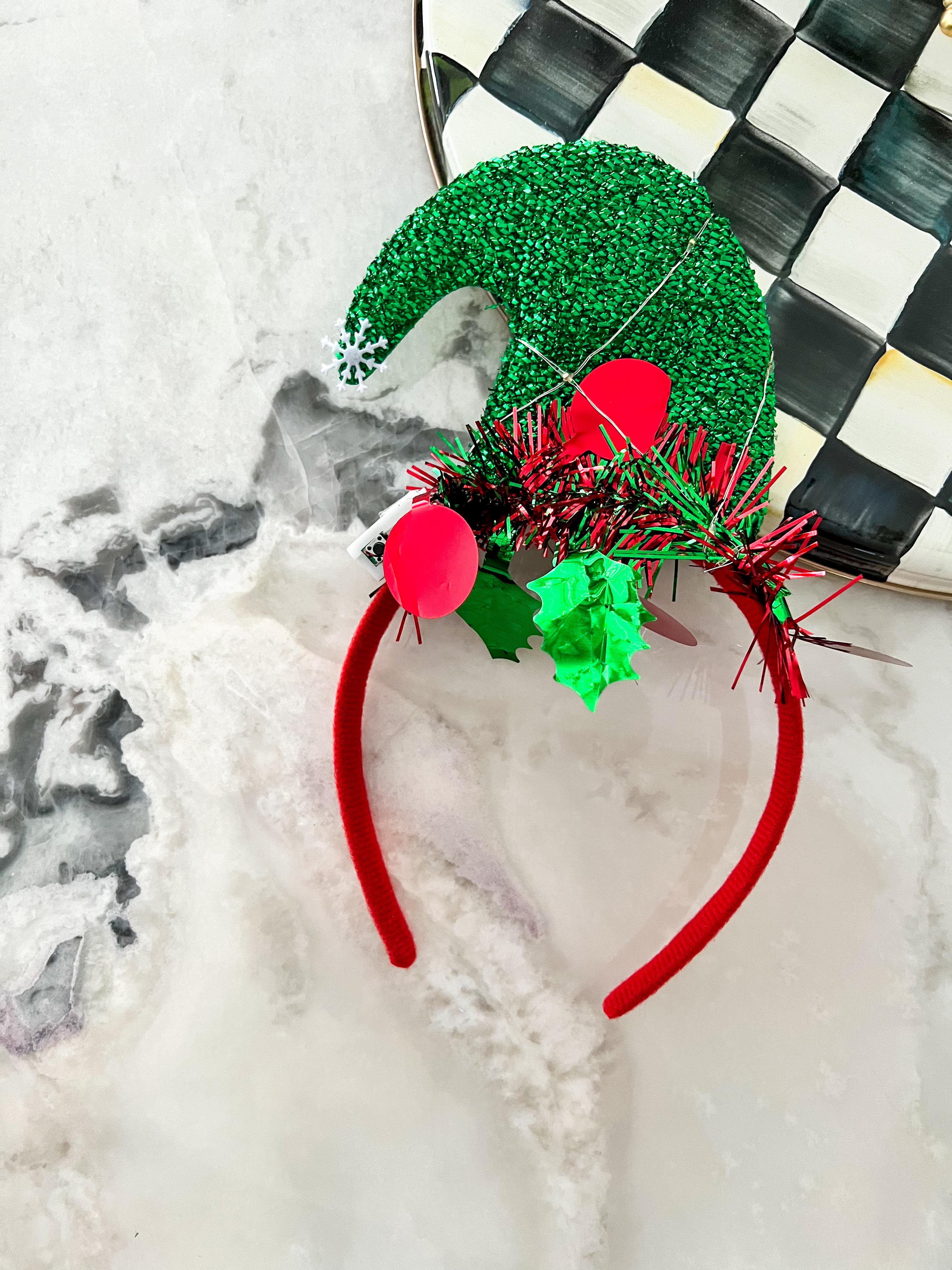 Işıklı Parlak Yeşil Şapkalı Yaprak Detaylı Kırmızı Kız Çocuk Taç