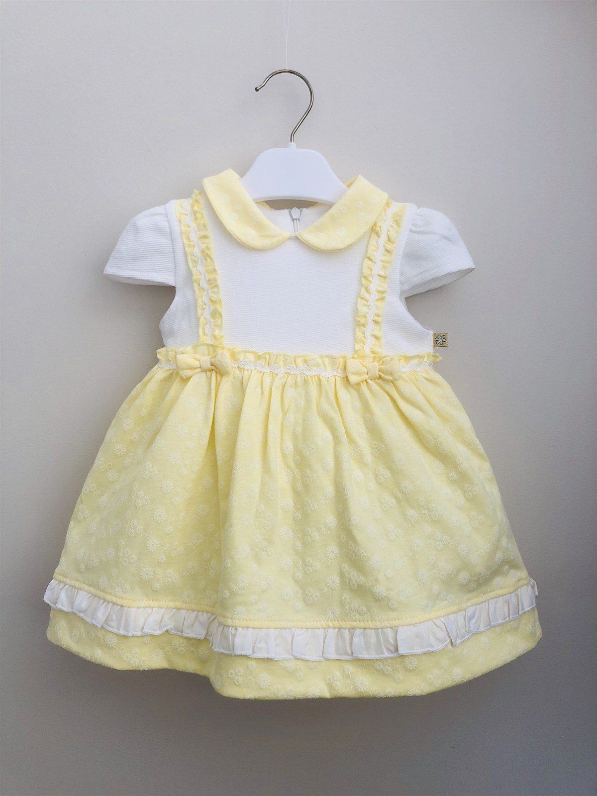 Kız Bebek Sarı Bebe Yakalı Elbise
