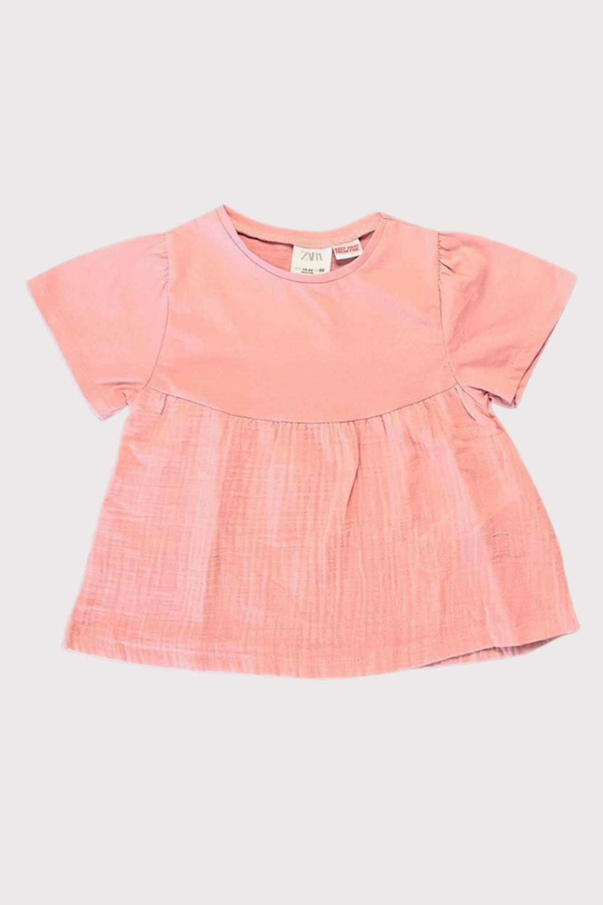 Kız Çocuk Pembe Müslin Bluz