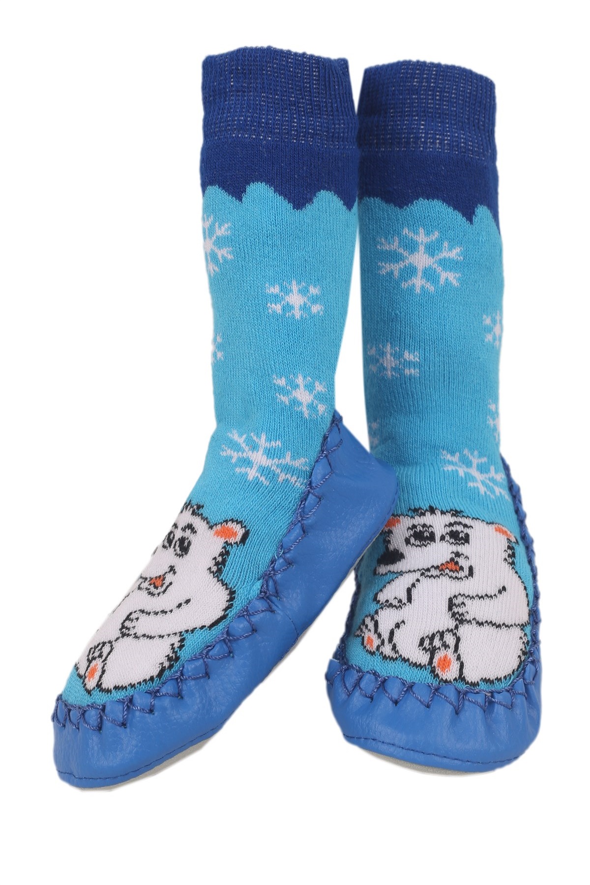 Mavi Ayıcıklı Kaydırmaz Çorap