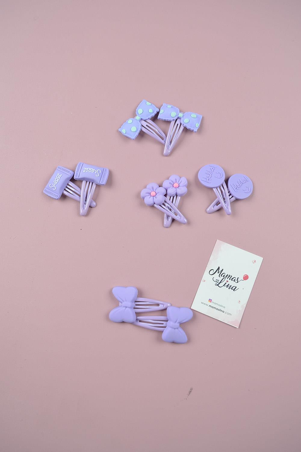 Mor Figürlü Klipsli 2li Toka