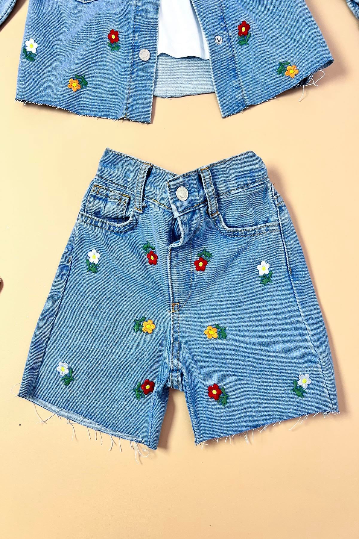 Nakışlı Kot Şort