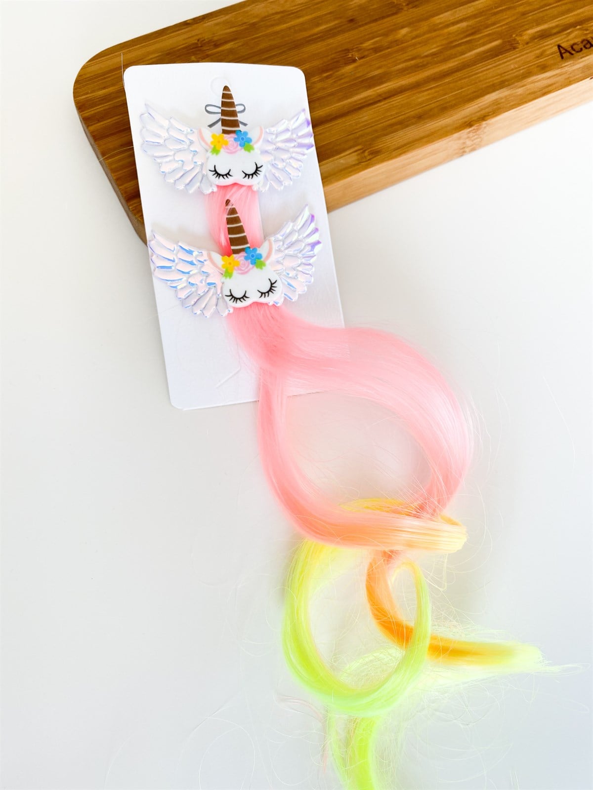Pastel Renk Pembe Sarı Unicorn Yapay Saç