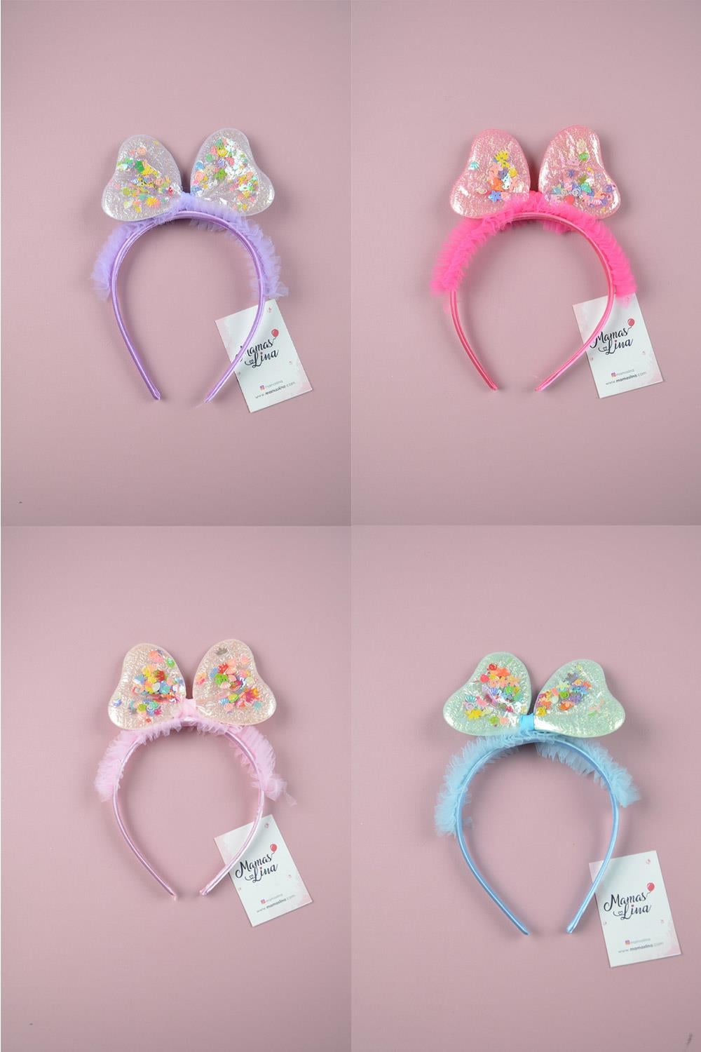 Tüllü İçi Pullu Mickey Kulak Kız Çocuk Taç