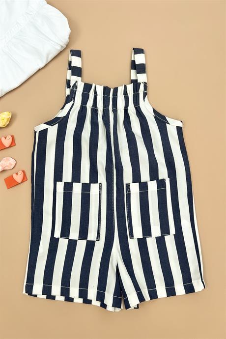 Kız Bebek Lacivert Çizgili Tulum