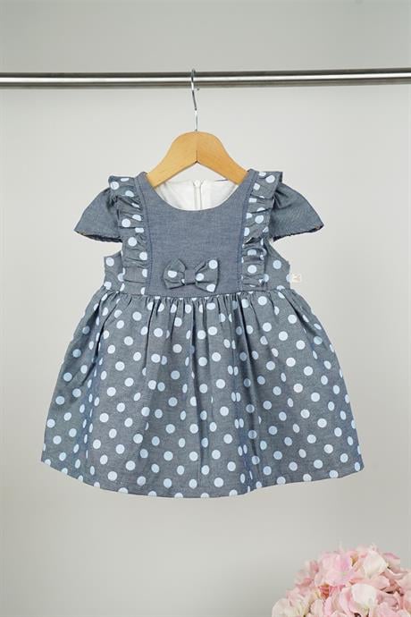 Kız Çocuk Mavi Puantiyeli Elbise