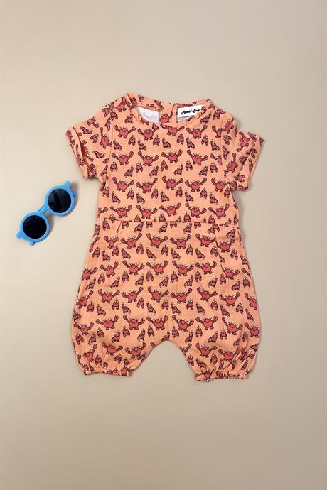 Yengeç Desenli Somon Renkli Tulum