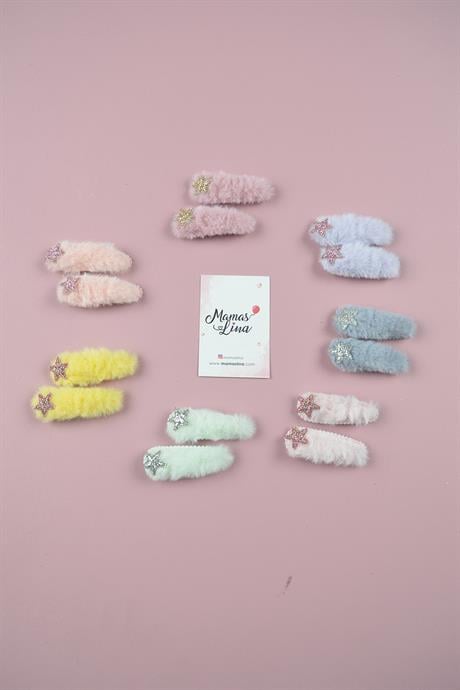 Yıldızlı Peluş Detay Klipsli 2li Toka 