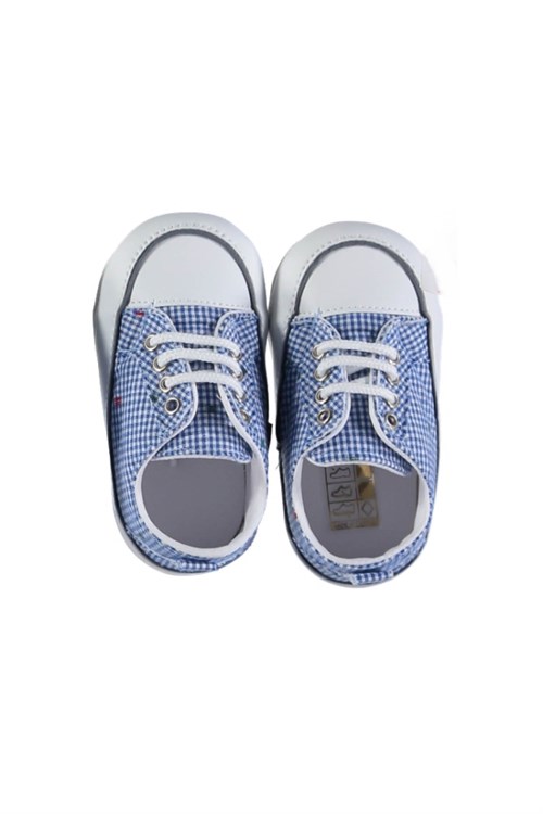 Bebek Koyu Mavi Kareli Bağcıklı Conserve Ayakkabı
