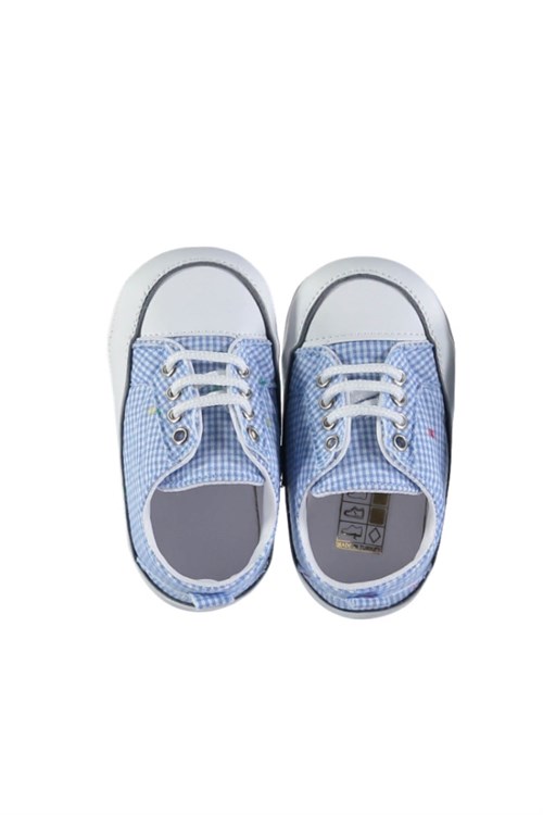 Bebek Mavi Kareli Bağcıklı Conserve Ayakkabı