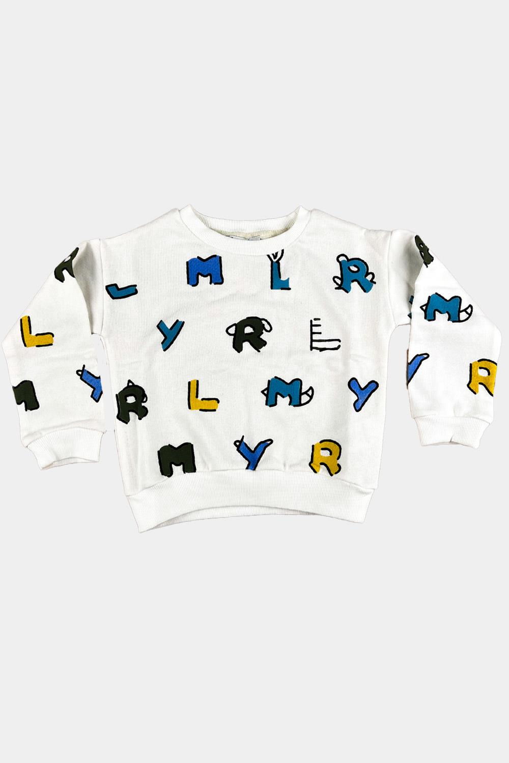 Erkek Çocuk Beyaz Harfli Sweatshirt
