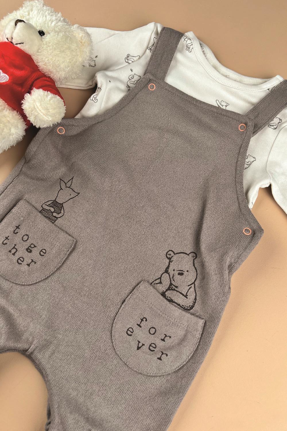 Kahve Winniethepooh Desenli Selopetli Tulum Takım