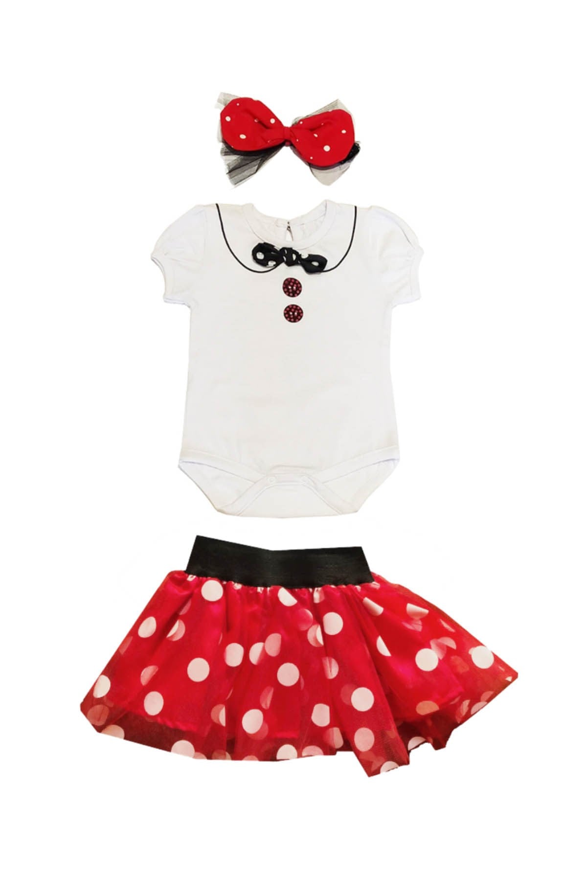 Kız Bebek Beyaz Mickey Mouse Takım