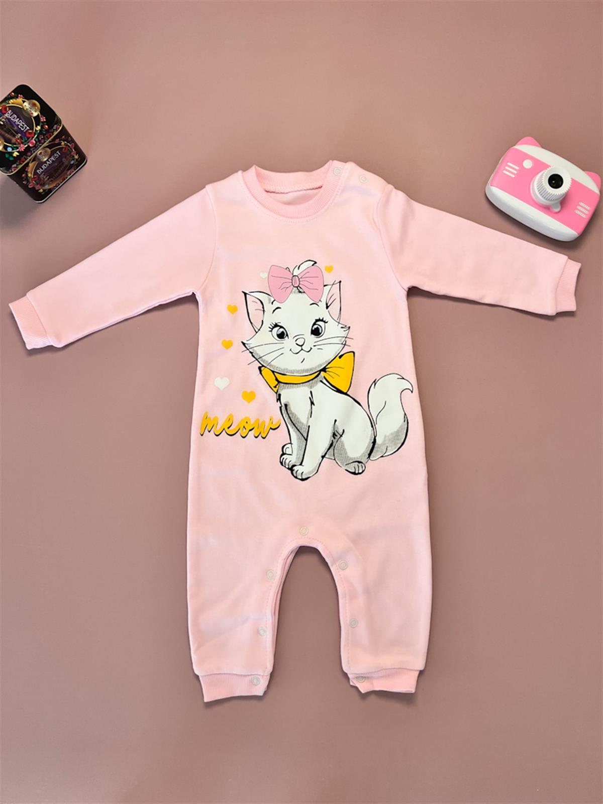 Kız Bebek Pembe Kedili Tulum