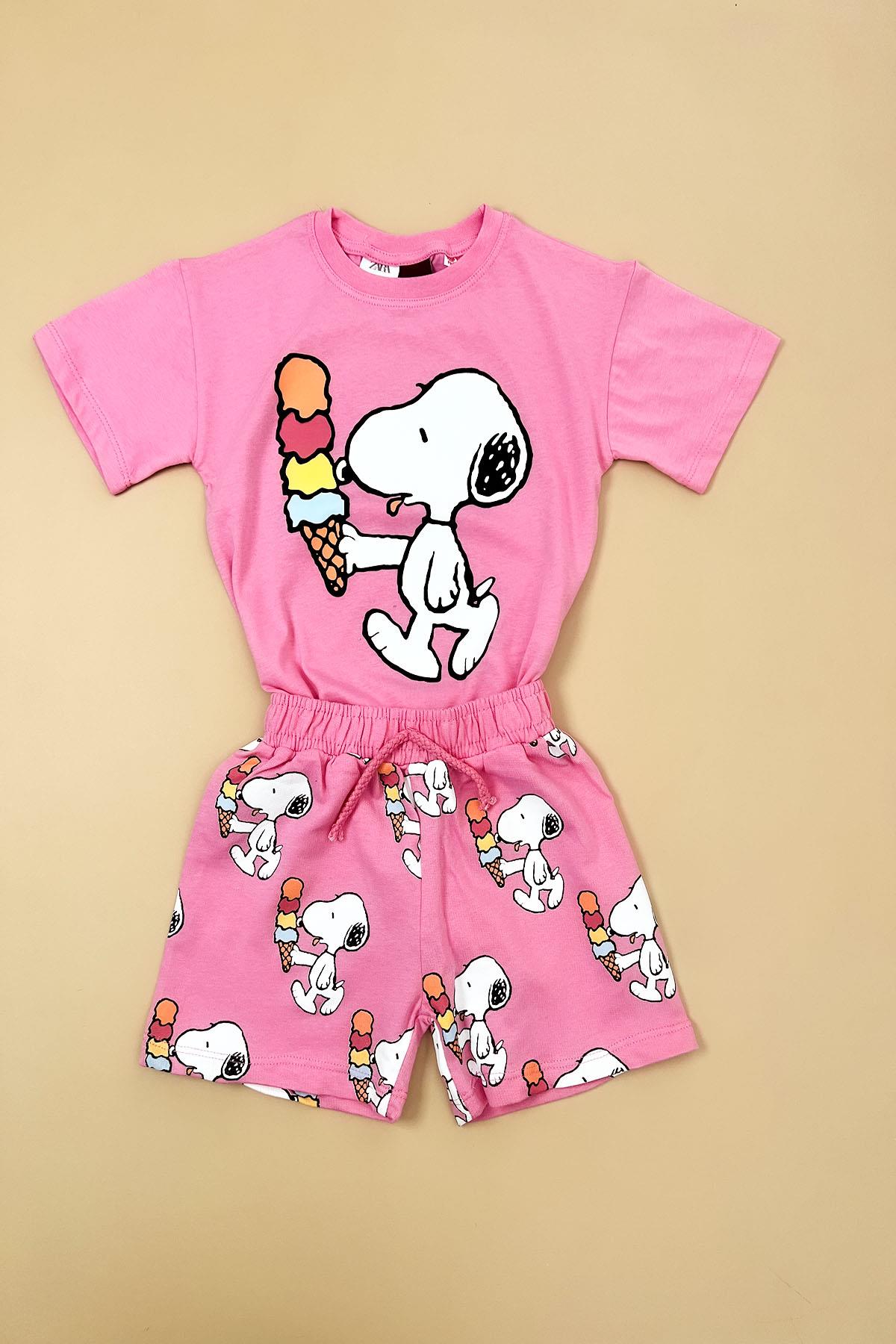 Kız Çocuk Pembe Snoppy Takım
