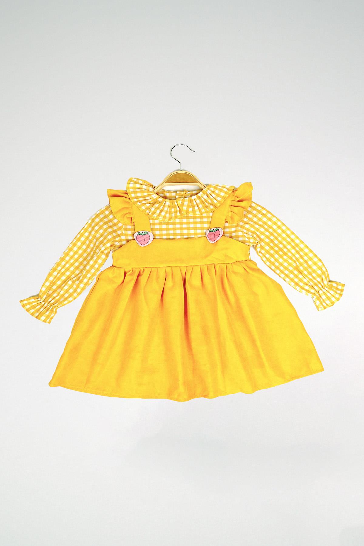 Kız Çocuk Sarı Çilek Elbise