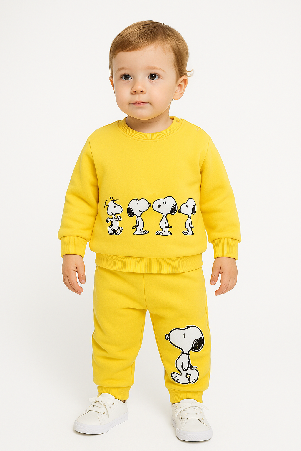 Kız Çocuk Sarı Snoopy Desenli Eşofman Takım