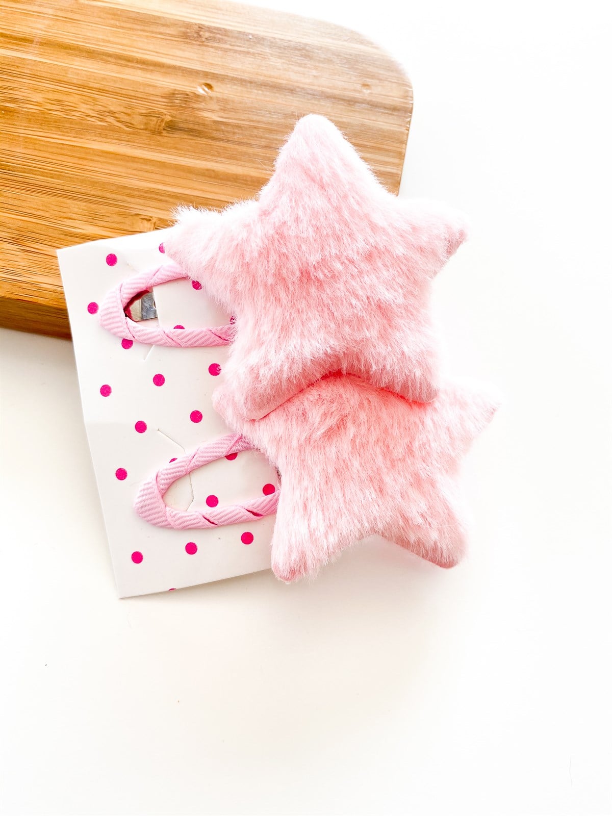 Pembe Peluş Yıldız Klispli 2'li Toka