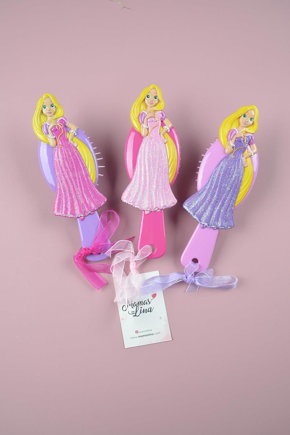 Prenses Rapunzel Sevimli Kız Çocuk Saç Açıcı Simli Fırça Tarak