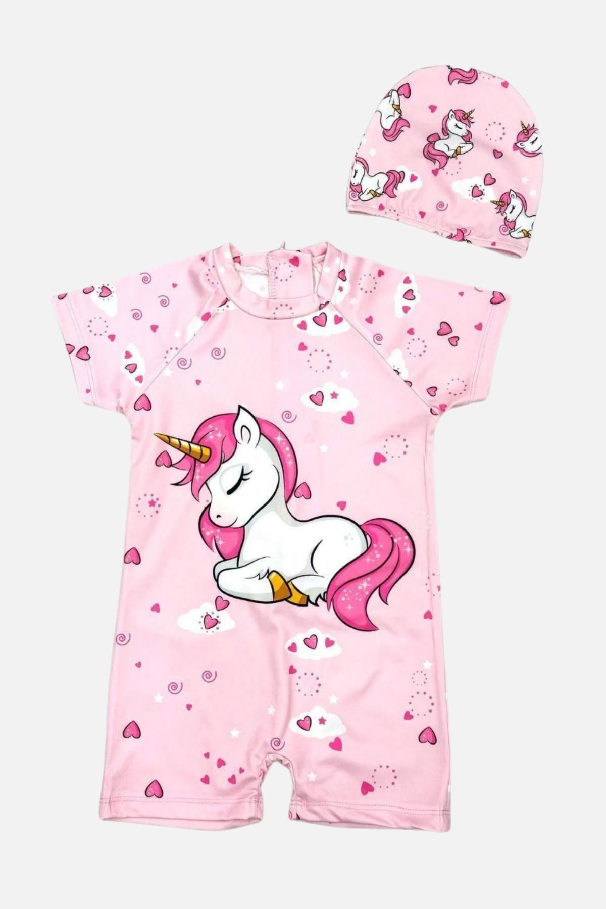 Unicorn Desenli Pembe Bebek Mayo Takımı