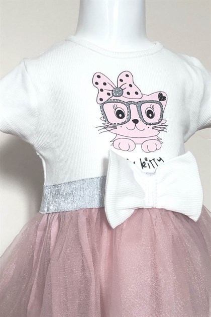 Kız Bebek Kedili Tütülü Elbise