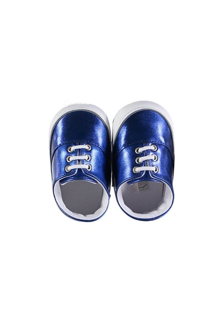 Kız Bebek Parlak Mavi Bağcıklı Ayakkabı