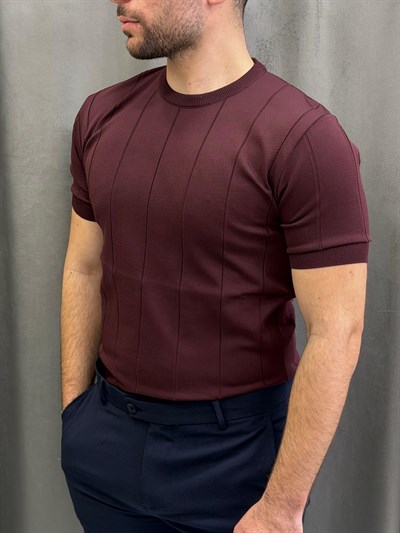 Bordo Slimfit Triko Tişört