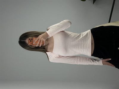 Modern Kare Yaka Bluz Pudra