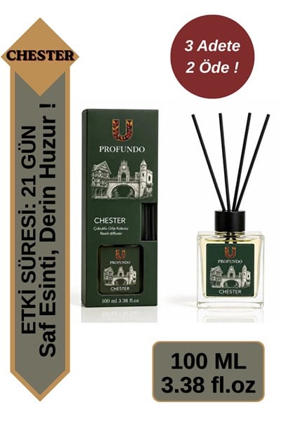 Chester Bambu Çubuklu Oda Kokusu 100 ml | Chester & Bahar Ferahlığı - Temiz Hava Esintisi