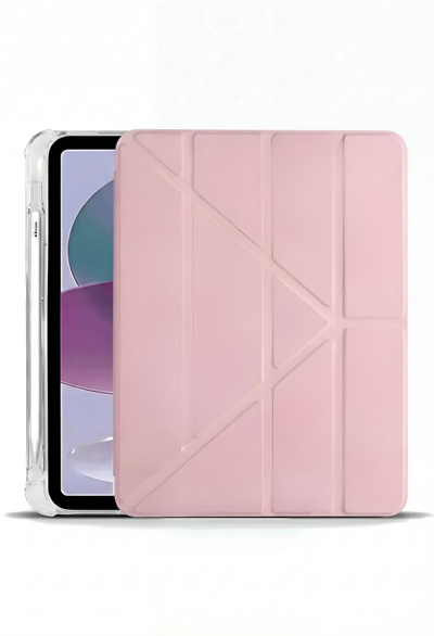 iPad 10. Nesil Katlanır Kalem Bölmeli Kılıf Kapak-Pembe