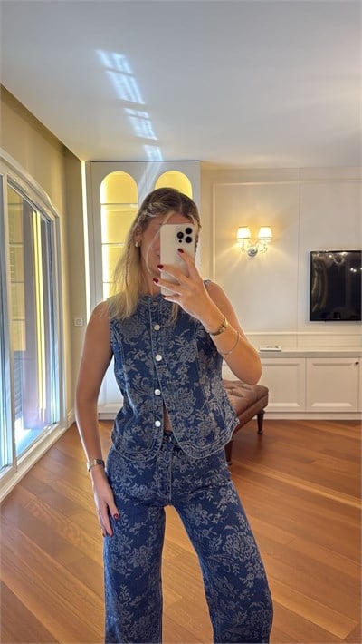 İkili Desenli Premium Jean Takım 