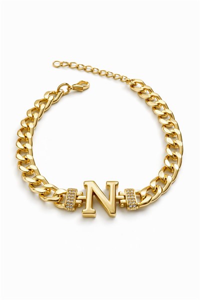 Kadın Bileklik Harf Kararmaz Zirkon Taş  Özel Kaplama Ayarlanabilir Bileklik 