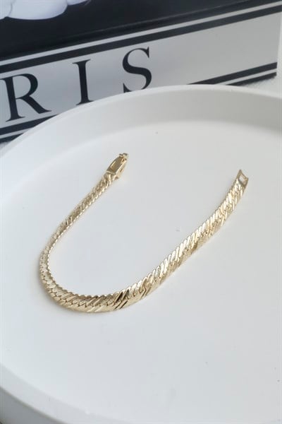 Kadın Bileklik Kararmaz 14k Altın Renk Vip Seri İthal Yılan Zincir Bileklik