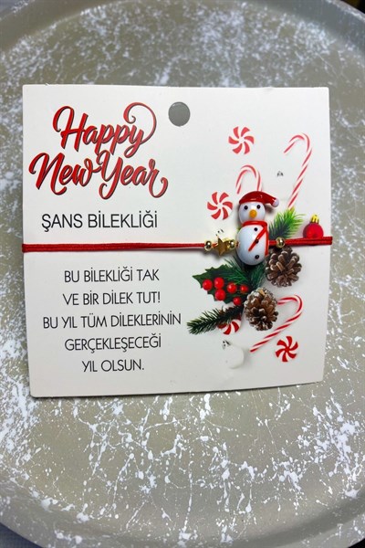 Kadın Bileklik Yılbaşı Seri Kardan Adam Model Ayarlanabilir Dilek Bilekliği