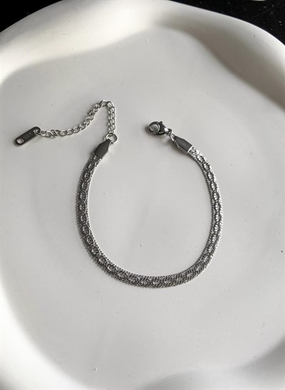 Kadın Çelik Bileklik İtalyan Zincir Örgü Desen Bileklik