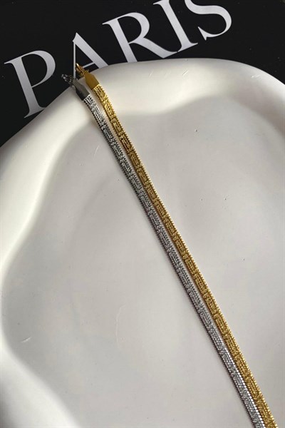Kadın Çelik Kolye İtalyan Zincir Antik Desen Kolye