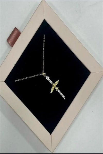 Kadın Çelik Kolye Yüksek Kalite Elif Anka Kuşu Zirkon Taş Detay Kararmaz Kolye