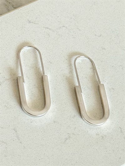 Kadın Çelik Küpe Köşeli Çengel Küpe 4cm Kararmaz Kadın Küpe