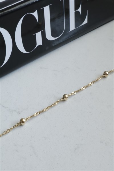 Kadın Kolye Kararmaz 14k Altın Renk Vip Seri İthal Küçük Topçuklu Zincir Kolye 