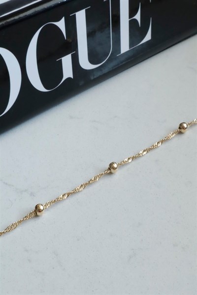 Kadın Kolye Kararmaz 14k Altın Renk Vip Seri İthal Küçük Topçuklu Zincir Kolye 