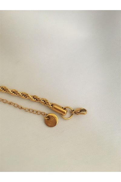 Kadın Kolye Lüks 4mm 60cm Çelik Burgu Zincir Kadın Çelik Kolye 