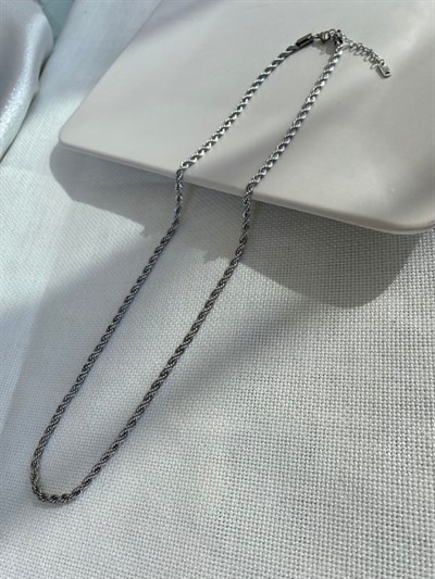 Kadın Kolye Lüks 4mm 60cm Çelik Burgu Zincir Kadın Çelik Kolye 