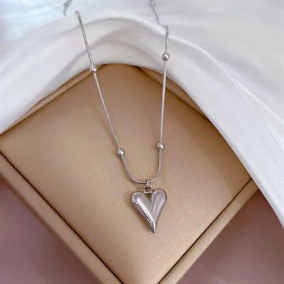 Kadın Kolye Yılan Zincir Romantik Kalp Çelik Kolye
